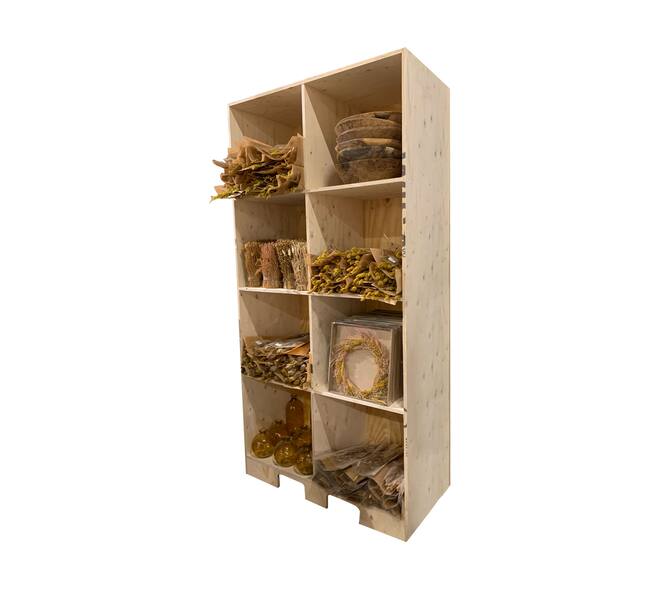 Concept dried flowers shelf display 60x120x240cm