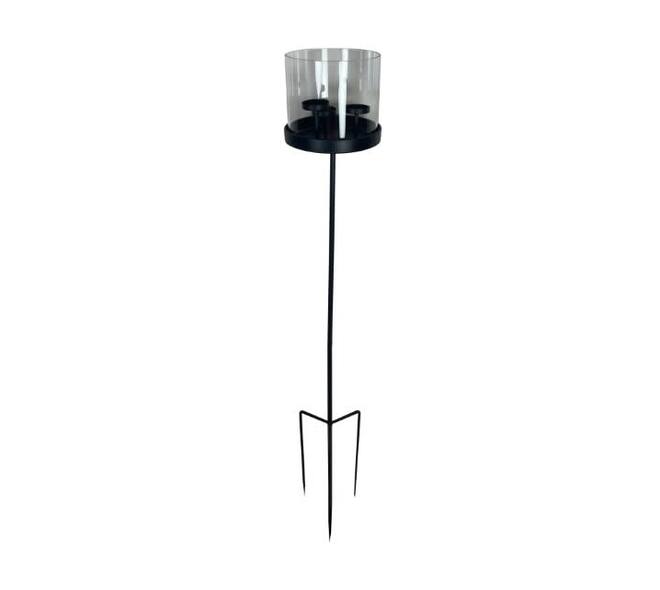 Tealight holder metal on stick 19x19x104cm - Black