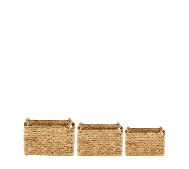 Basket waterhyacinth 38x28x20cm S/3