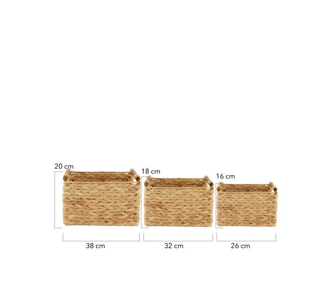 Basket waterhyacinth 38x28x20cm S/3