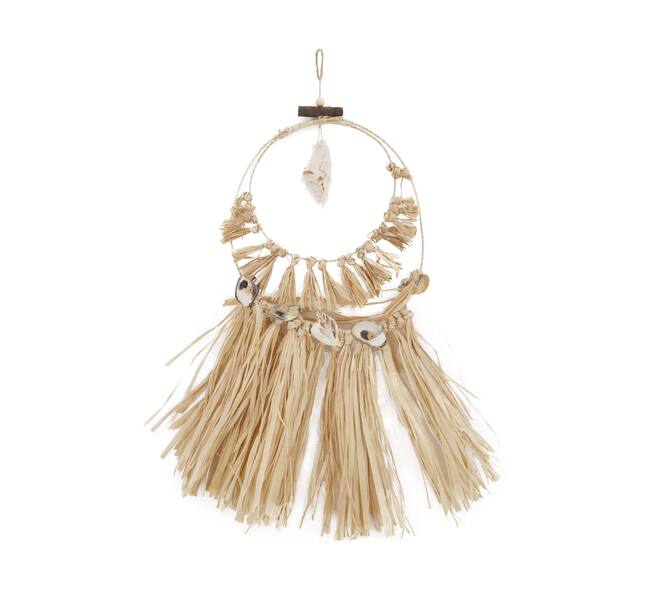 Mobile raffia nature with shells 28x2x58cm