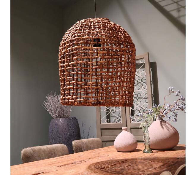 Hangelampe Hanoi - Bananenblatt - 46x46x56cm - Braun