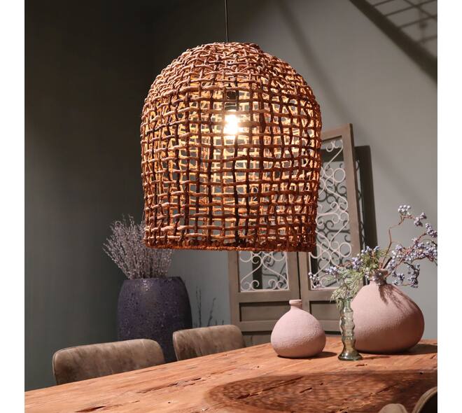 Hangelampe Hanoi - Bananenblatt - 46x46x56cm - Braun