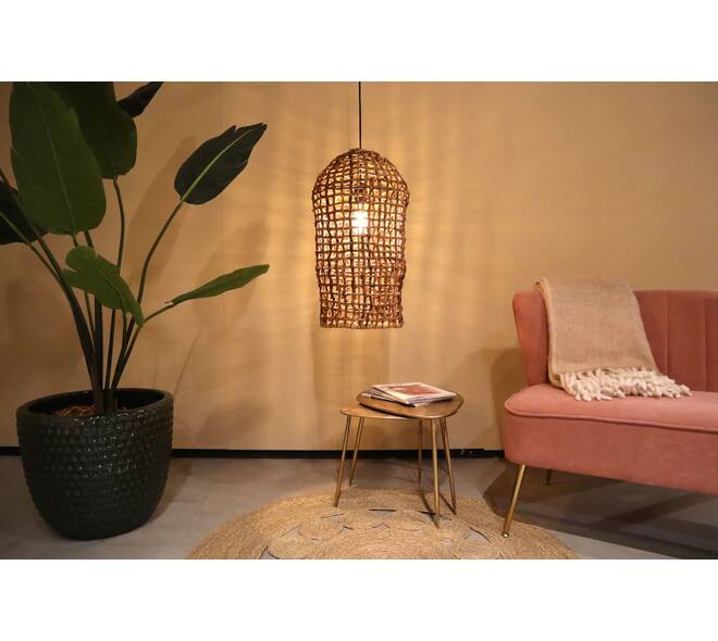 Hanglamp Hanoi - Bananenblad - 28x28x58cm - Bruin