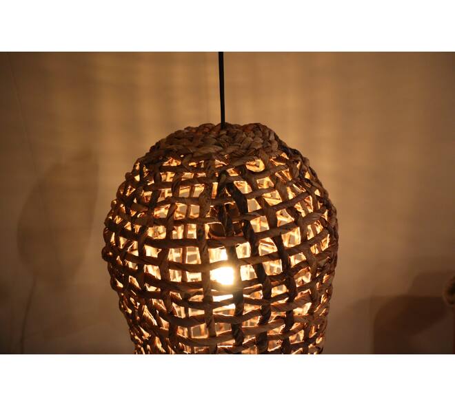 Hanglamp Hanoi - Bananenblad - 28x28x58cm - Bruin