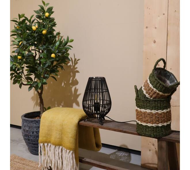 Table lamp bamboo 22x22x35cm