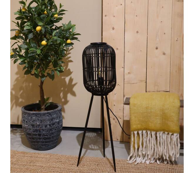 Lampadaire Essen - Bambou - 30x30x97cm - Noir