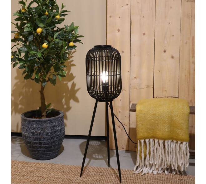 Lampadaire Essen - Bambou - 30x30x97cm - Noir