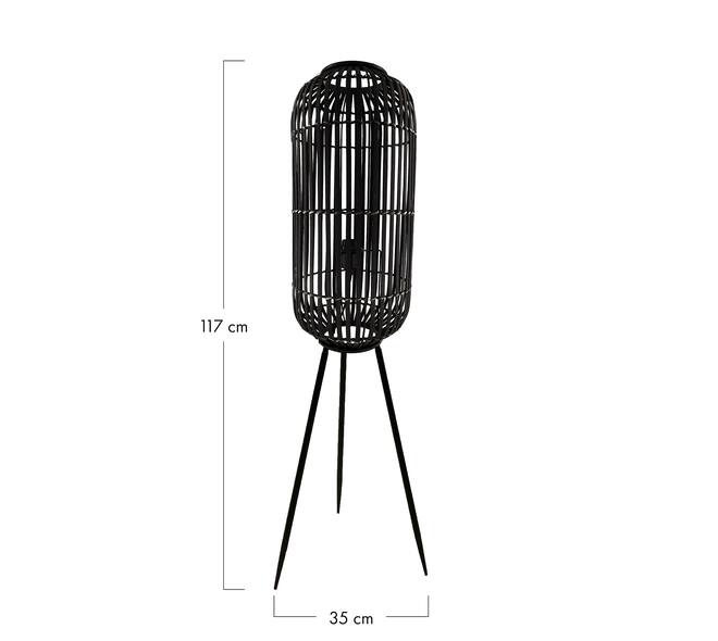 Staande lamp Essen - Bamboe - 35x35x117cm - Zwart