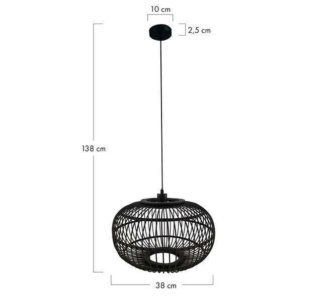Hanglamp Varna - Bamboe - 38x38x27cm - Zwart