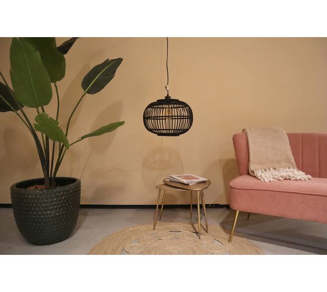 Hanglamp Varna - Bamboe - 38x38x27cm - Zwart