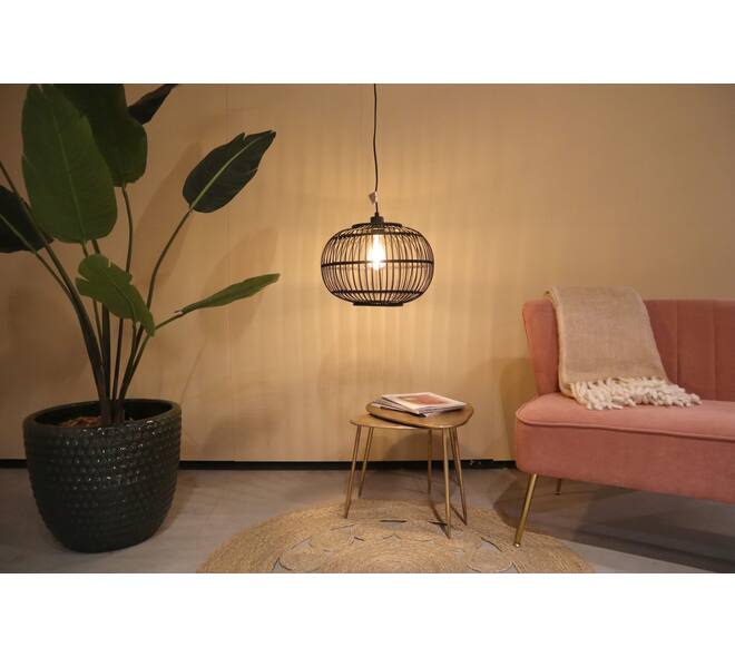 Hanglamp Varna - Bamboe - 38x38x27cm - Zwart