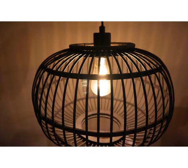 Hanglamp Varna - Bamboe - 38x38x27cm - Zwart