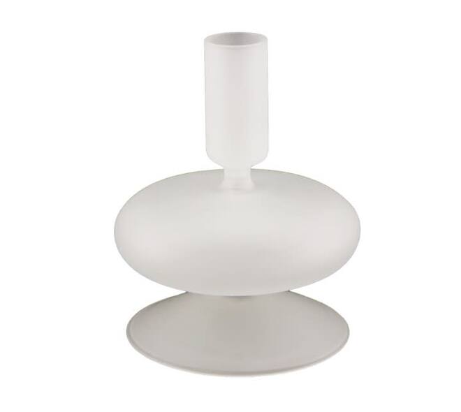Dinnercandle holder glass 10x10x12cm - White