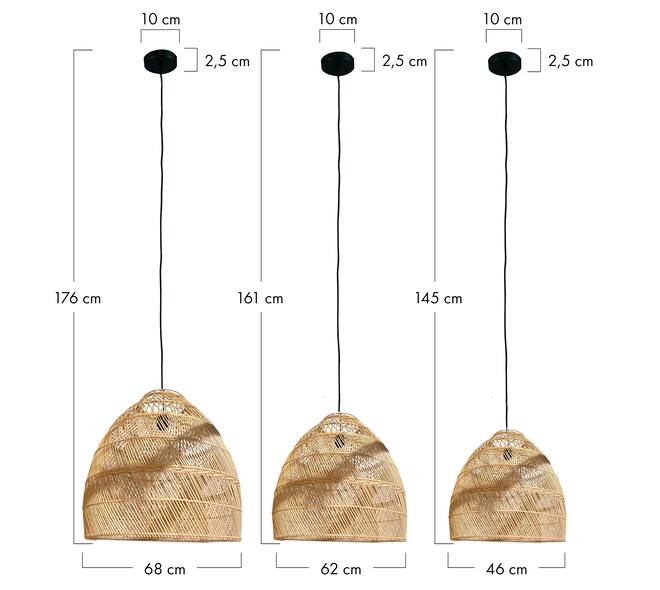 Ceiling light rattan 68x68x76cm S/3