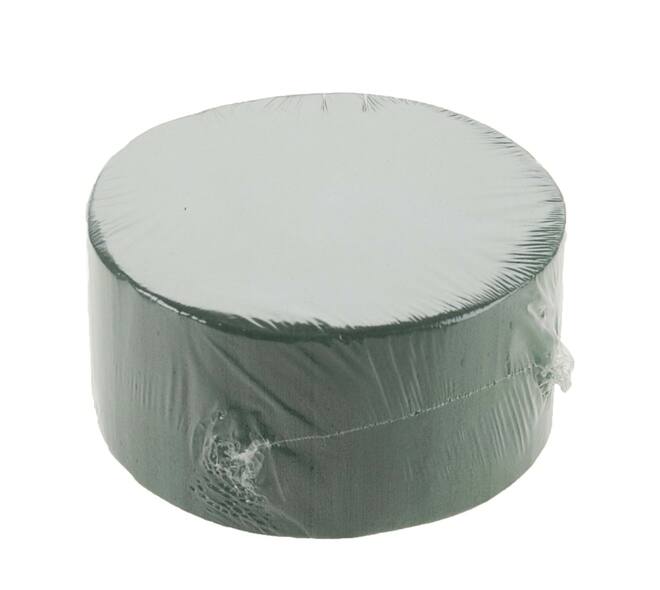 Floral foam round packed foam 14x14x7cm - Natural