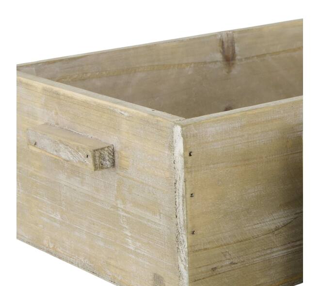 Box planter rectangular fir wood with plastic 35x20x11cm - Natural
