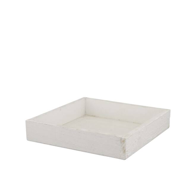 Plateau carre - Bois de pin - 20x20x4 cm - Blanc