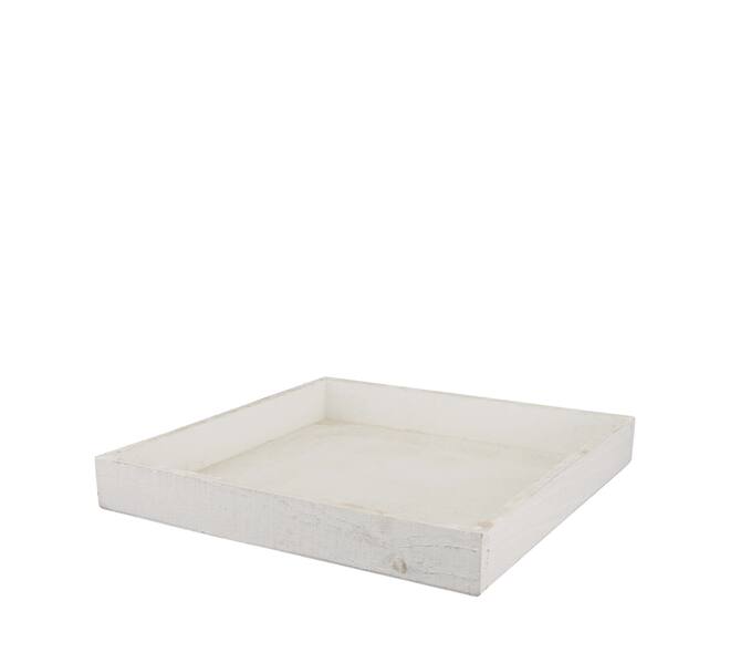 Tray square fir wood 30x30x4cm - White