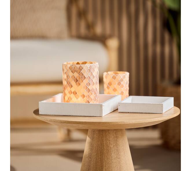 Tray square fir wood 30x30x4cm - White