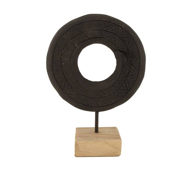 Statue circle teak on stand 22x9x28cm FSC 100% - Natural
