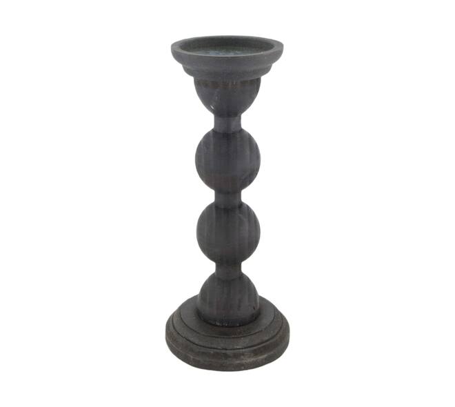 Candle holder fir wood 12.5x12.5x28.5cm FSC 100% - Black
