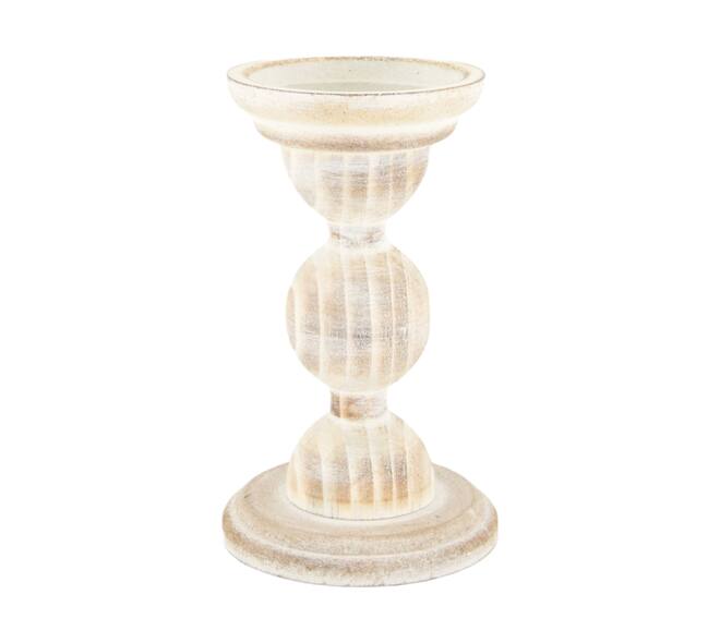 Pillar candle holder fir wood 12x12x18.5cm FSC 100% - White