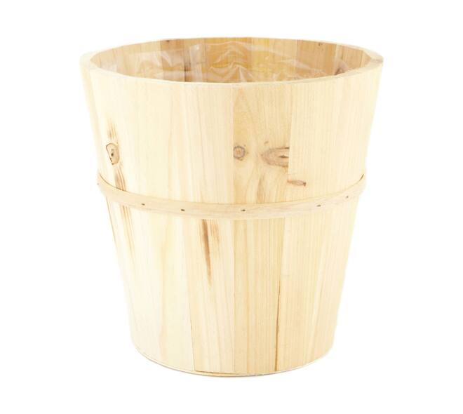 Planter fir wood with plastic 18x18x18cm FSC 100% - Natural