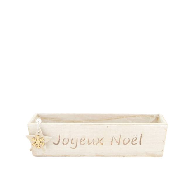 Planter Joyeux Noël plywood with plastic 28x8x7cm FSC 100%