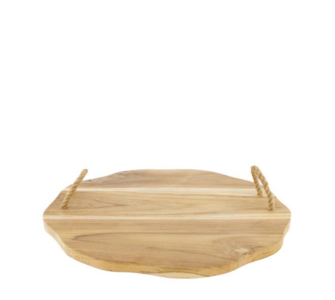 Tray teak wood with handle 48x48x4cm FSC 100%