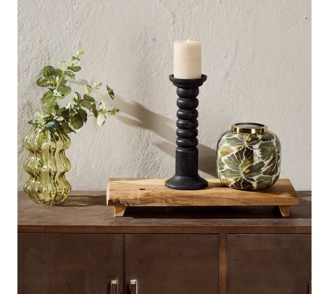 Tray teak wood on stand 58x18x9cm S2 FSC 100% - Natural