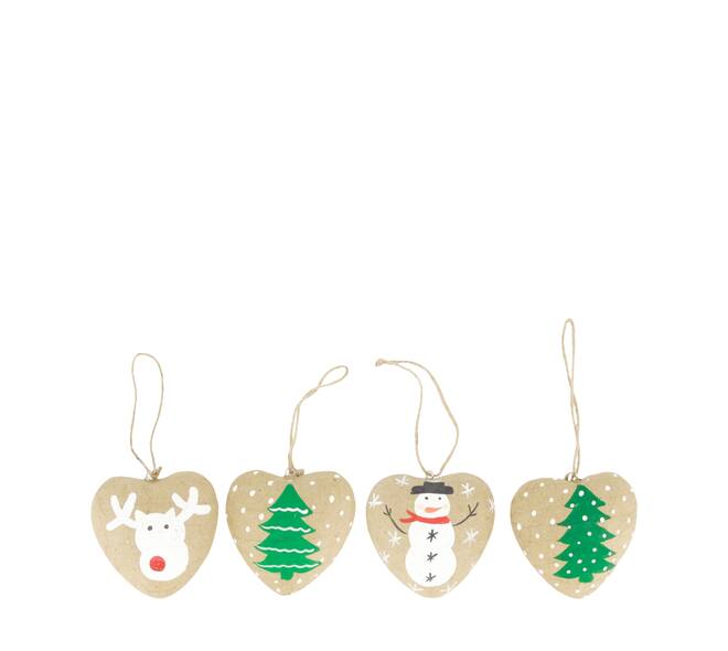 Hanger heart deer / snowman / tree paper mache 8x3.5x8cm A/4 FSC Mix 100%
