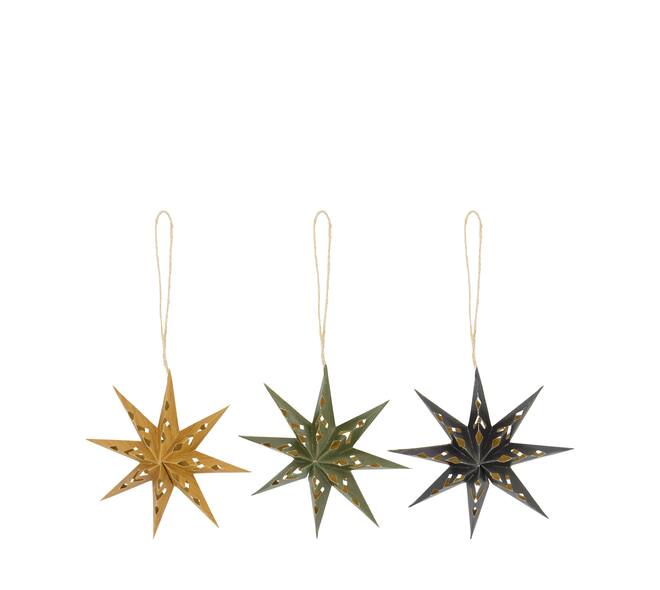 Hanger star wood print paper 15x4.5x15cm  FSC mix 100% - Multi