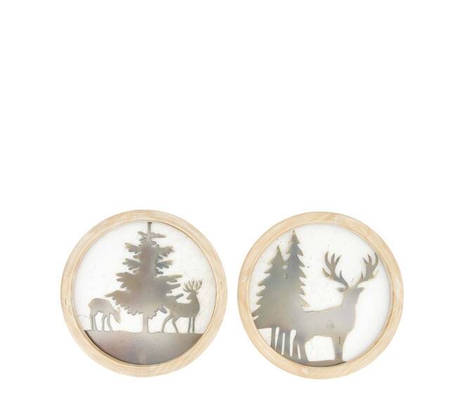 Wall art round fir wood with metal 28x1.5x28cm A/2 FSC 100%
