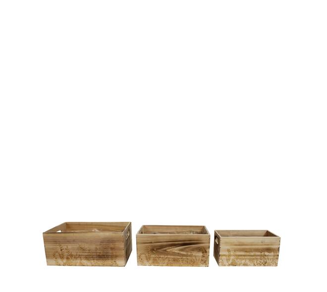 Planter flower fir wood with plastic 28x18x12cm  FSC 100% - Natural