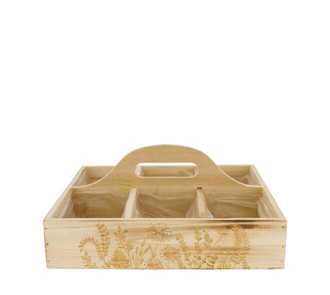 Planter flower fir wood with plastic 28x28x12cm FSC 100%