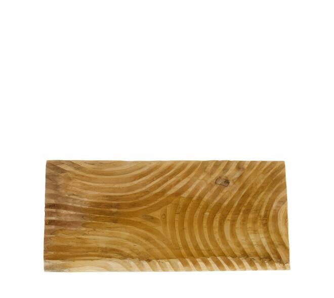 Bowl rectangular engraved teak wood 38x18x6cm FSC 100%