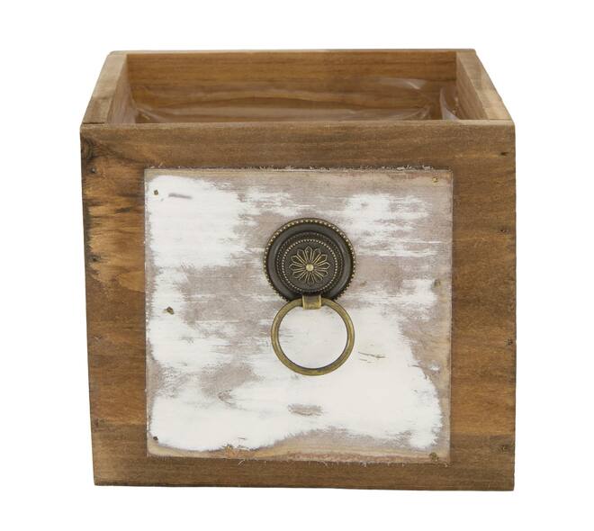 Planter fir wood with plastic 14x14x12.5cm FSC 100%