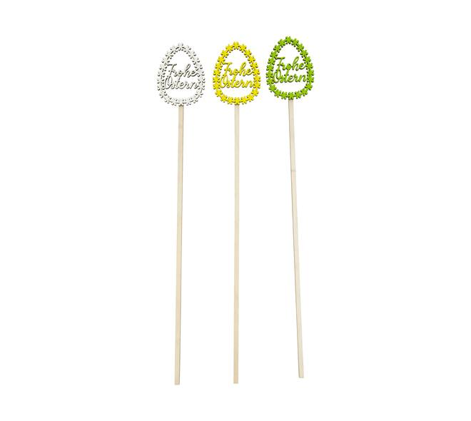 Stick frohe ostern egg ply wood 6.8x0.8x48cm C/3 FSC 100%