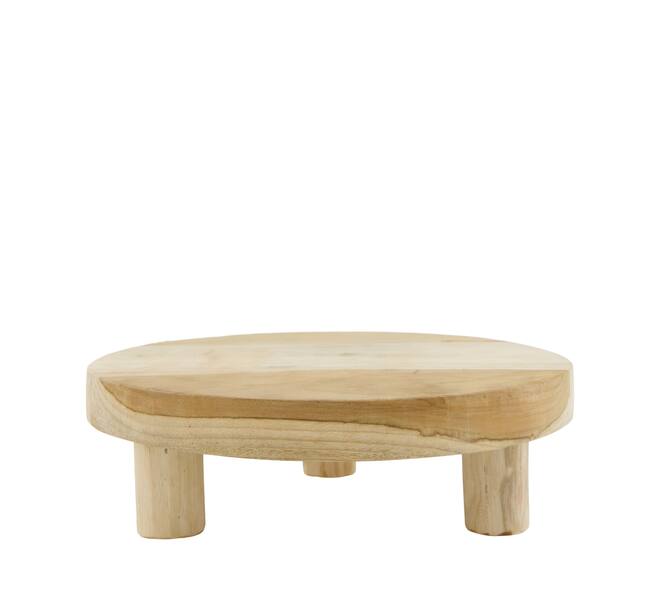Tray round teak wood on feet 28x28x9cm FSC 100% - Natural