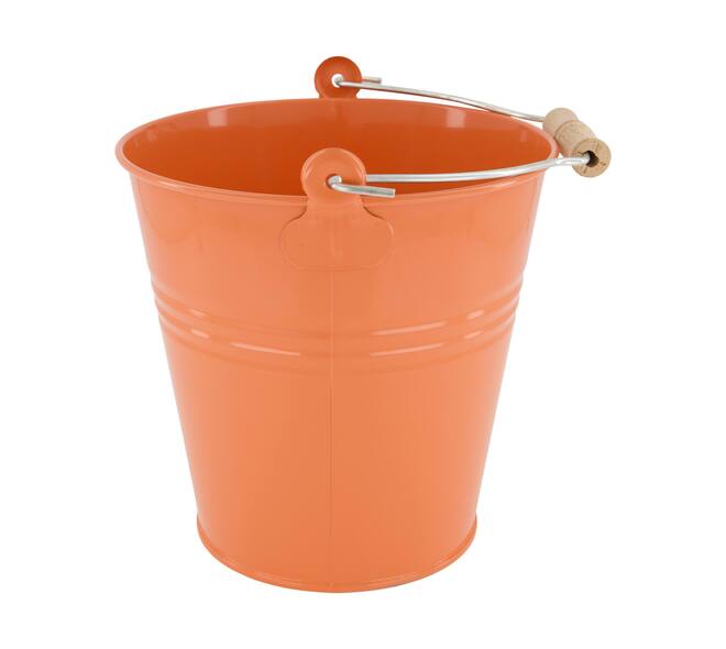 Bucket metal with beech wood 23x23x22cm FSC 100%