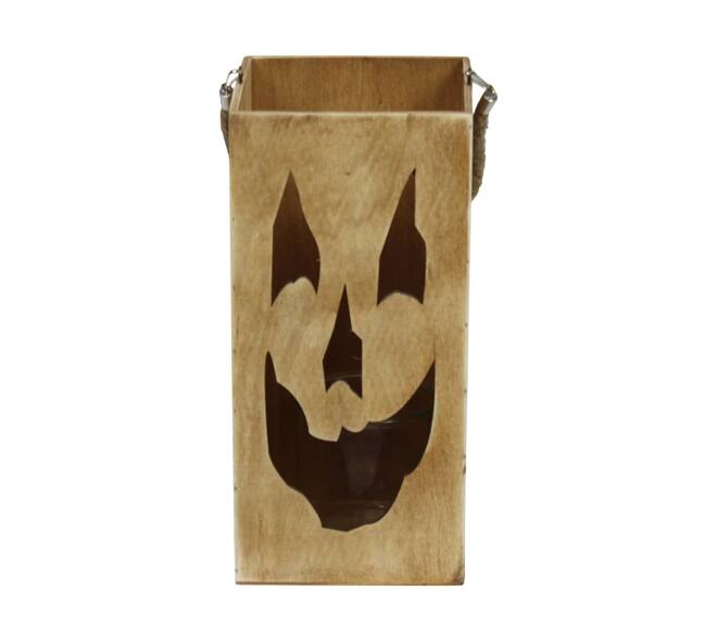 Lantern poplar wood with glass 18x18x38cm FSC 100% - Natural