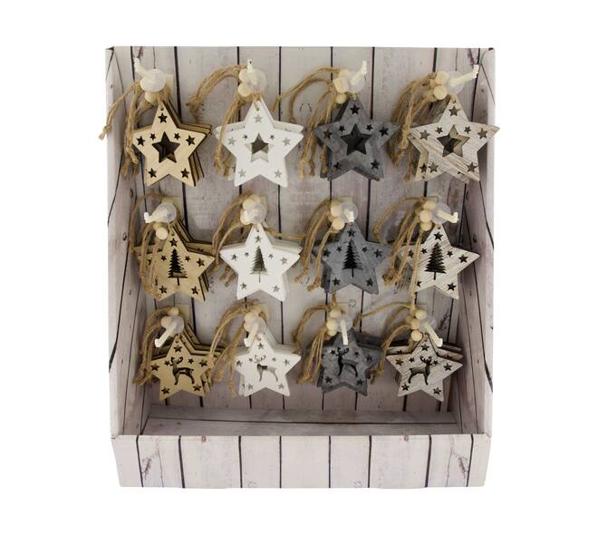 Hanger star poplar wood 10x0.5x10cm  FSC 100% - Multi