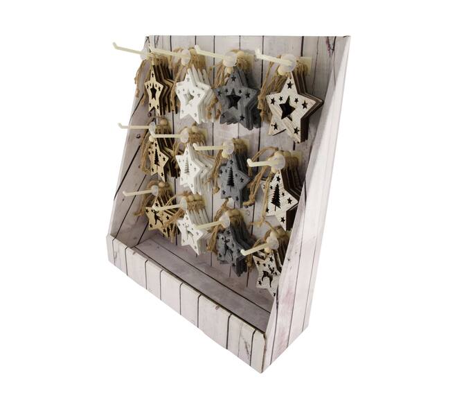 Hanger star poplar wood 10x0.5x10cm  FSC 100% - Multi