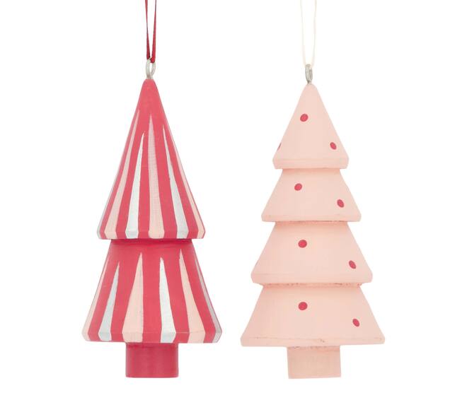 Hanger tree pine wood 5x5x10cm  FSC 100% - Pink