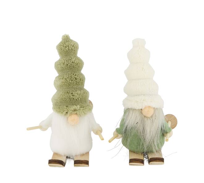 Figurine gnome on ski plywood with fabric 15x4x13cm C/2 FSC 100%