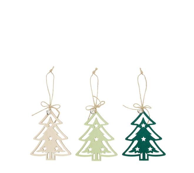 Hanger star tree plywood 11x0.3x13cm  FSC 100% - Green
