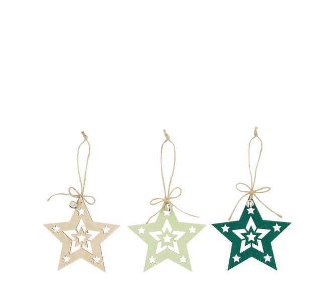 Hanger star tree plywood 11x0.3x13cm  FSC 100% - Green