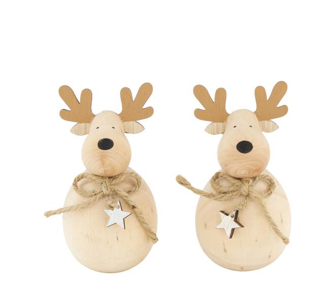 Figurine reindeer pine wood 5.8x5.8x12cm FSC 100% - Natural