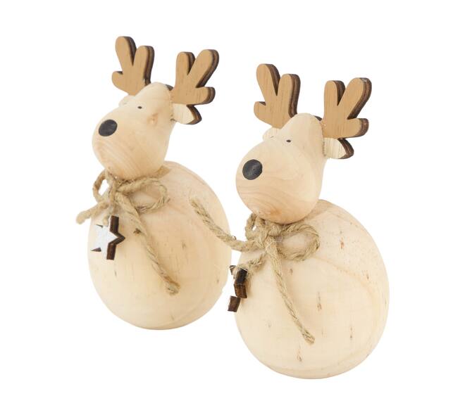 Figurine reindeer pine wood 5.8x5.8x12cm FSC 100% - Natural